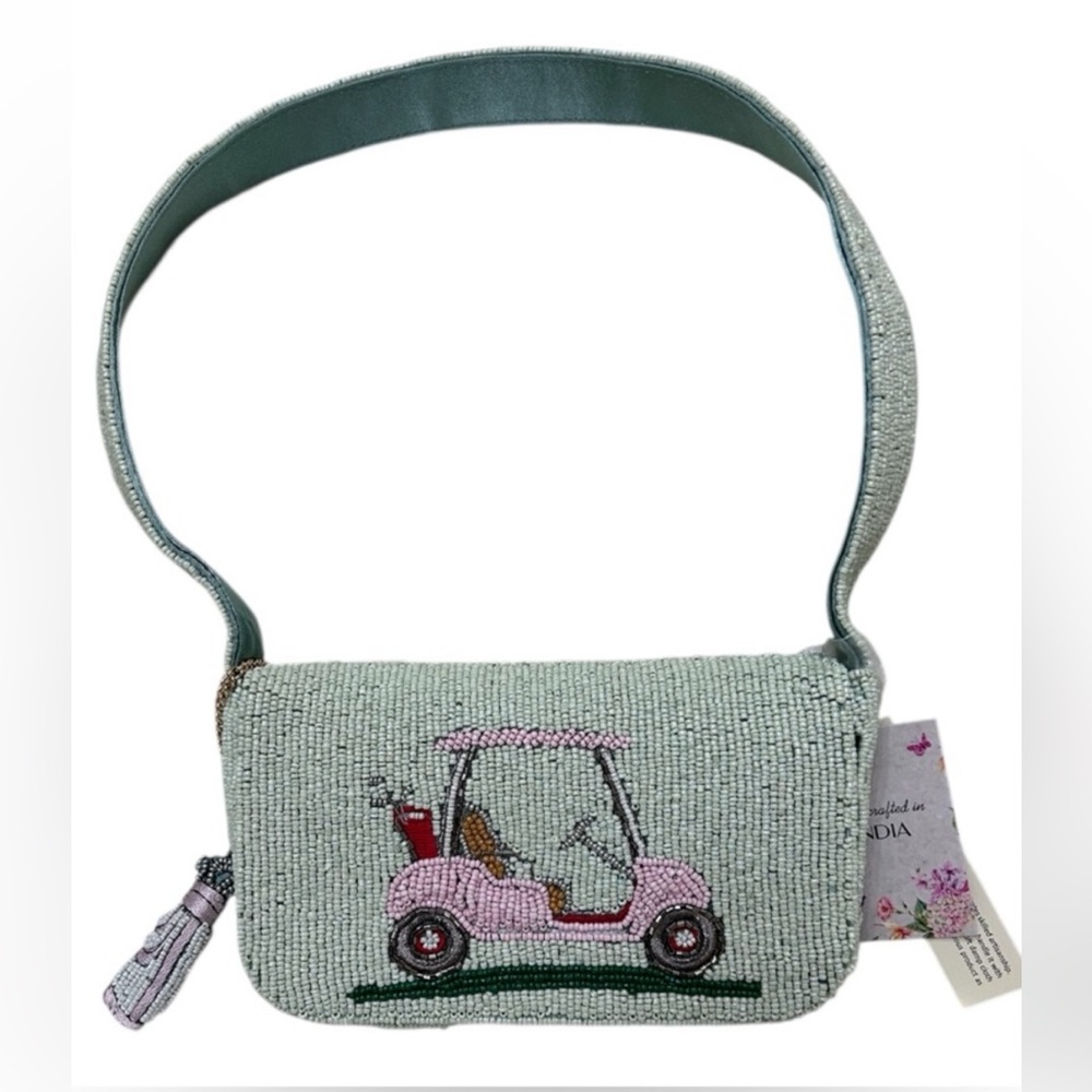 Beaded Pink Golf Cart Shoulder Bag